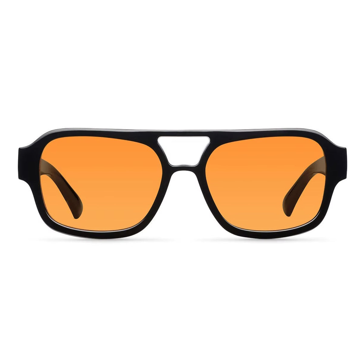 Sorano Obsidian sunglasses with sleek black frames and tinted lenses, viewed from the front showing stylish design.